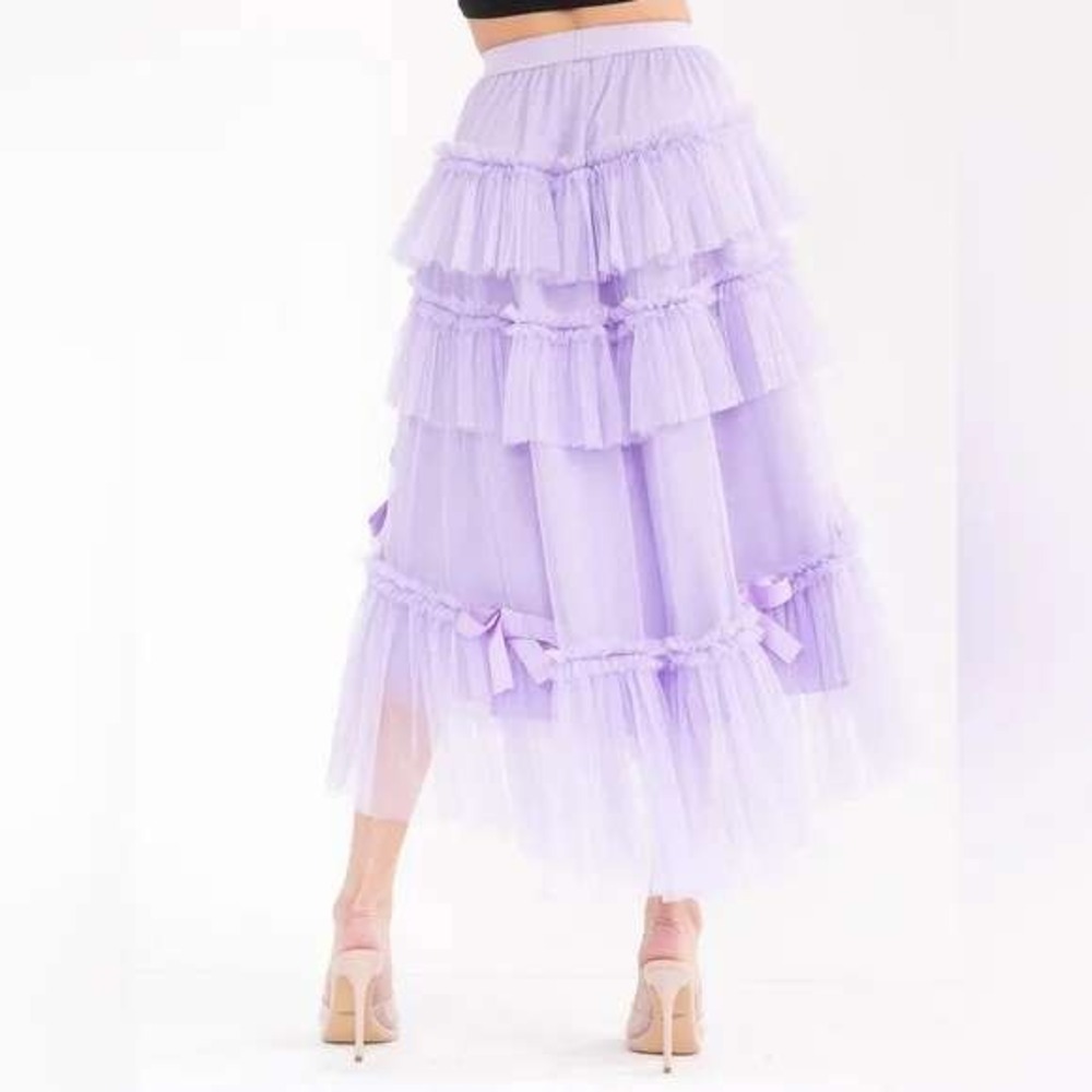 Hot & Delicious Lavender Purple Tulle Skirt Tiered Ruffle High Low Sz S/#26324 - Picture 2 of 5